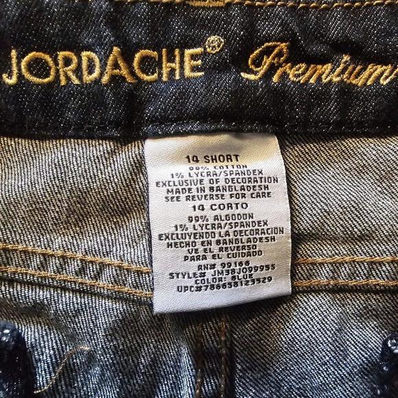 Jordache Premium Jeans 14 Short Blue Denim Dark embroidered - Picture 4 of 11